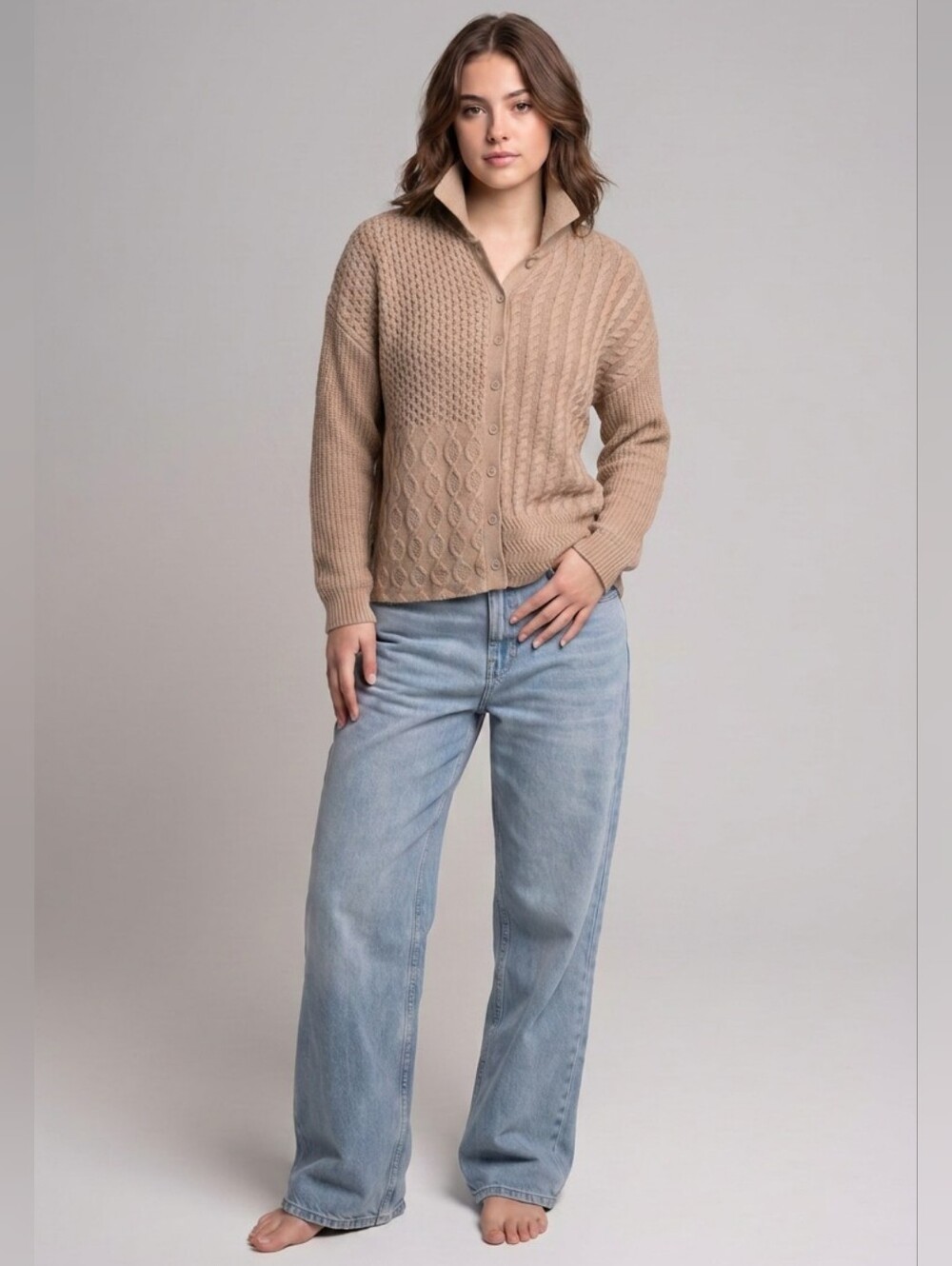 Pacsun LA Hearts Women’s Oversize Cable Knit Button-Up Sweater Cardigan sz Small